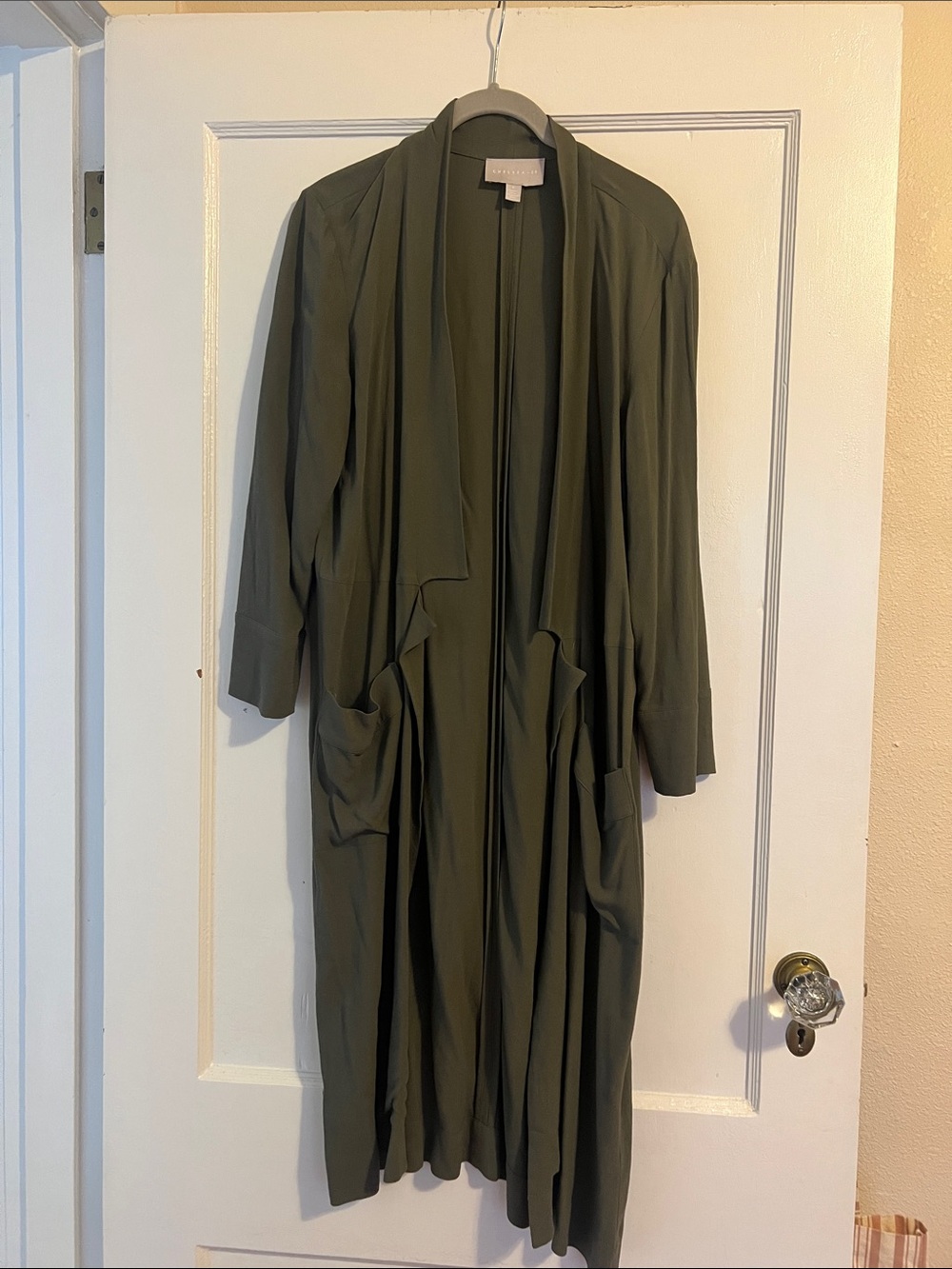 Chelsea28 Olive Green Drape Trench Coat